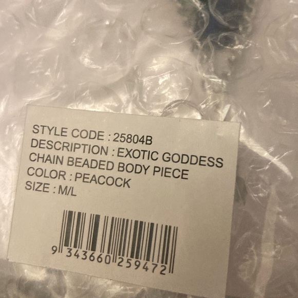 Exotic Goddess Chain Beaded Body Piece Bra Top NWT - Picture 15 of 15